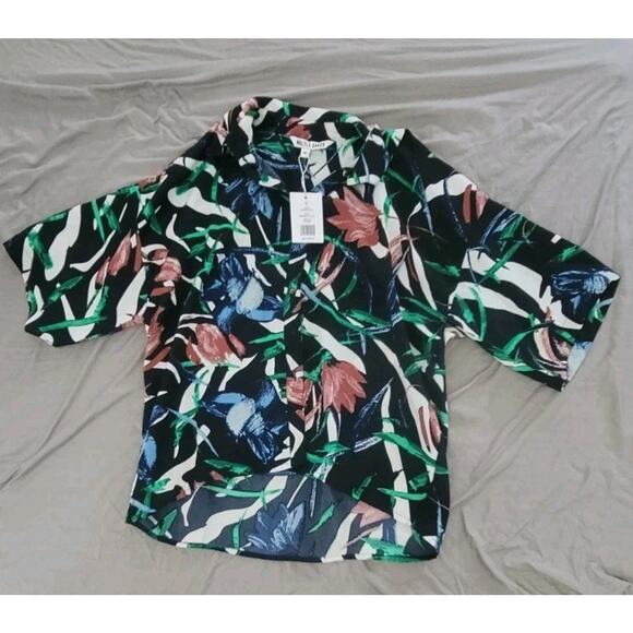 BNWT Walter Baker Veronica Womens Printed Polyester Button-down Top In Blue SZ M - Picture 5 of 5